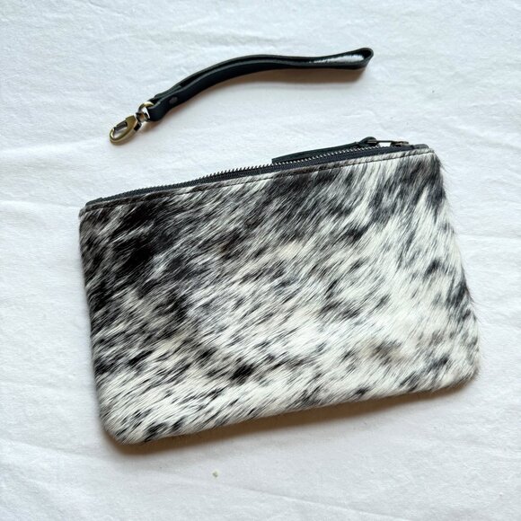 Cowhide Leather Zippered Wristlet Clutch By Prime&Rue - 9" - Picture 2 of 8